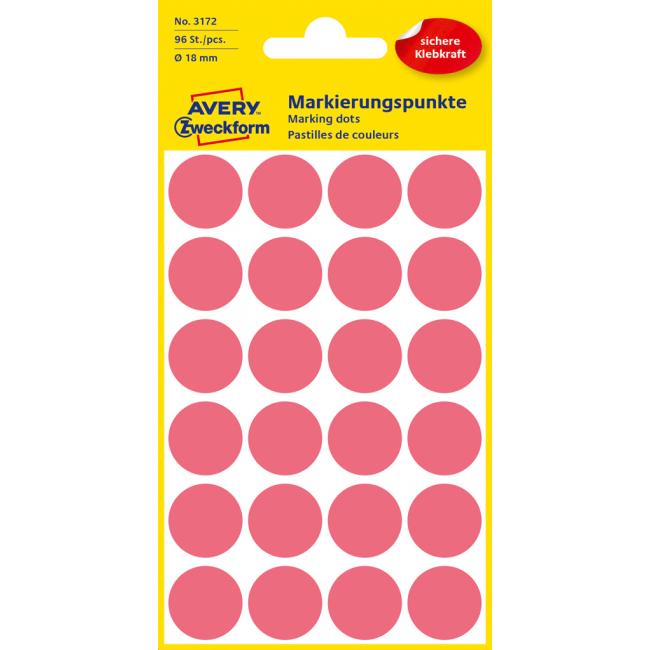 [AV003172] Runde Etiketten 18 mm Avery neonrot