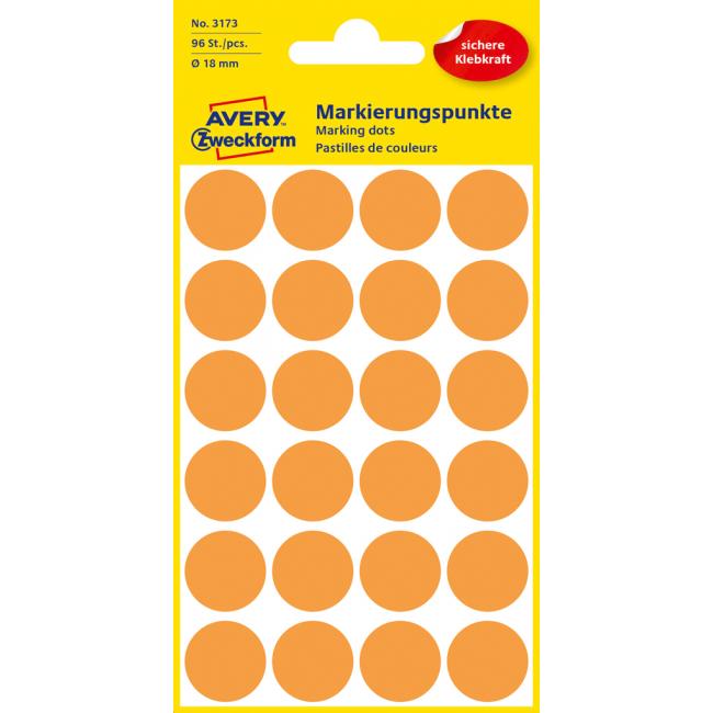 [AV003173] Runde Etiketten 18 mm Avery Neonorange