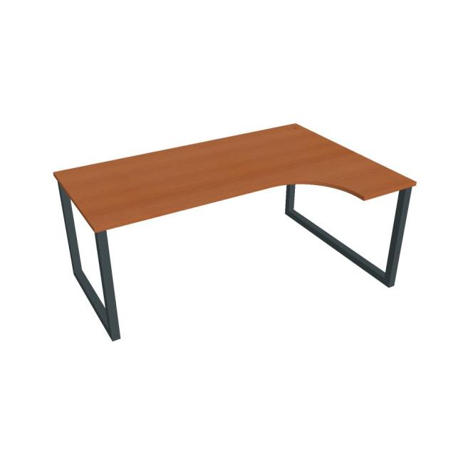 Schreibtisch UNI O, ergo, links, 180x75,5x120 cm, Kirsche/Schwarz