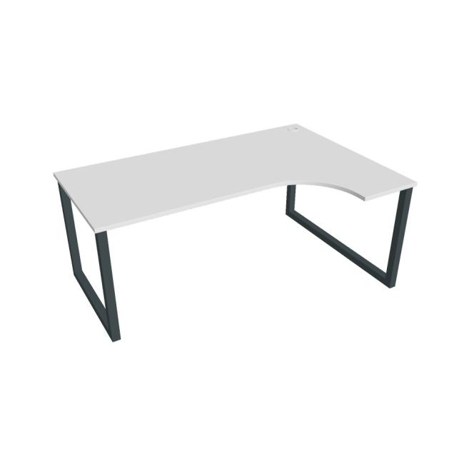 Schreibtisch UNI O, ergo, links, 180x75,5x120 cm, weiß/schwarz