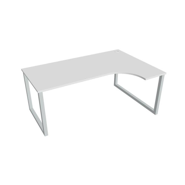 Schreibtisch UNI O, ergo, links, 180x75,5x120 cm, weiß/grau