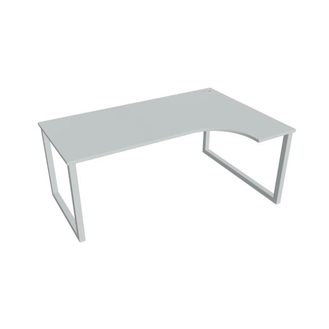 Schreibtisch UNI O, ergo, links, 180x75,5x120 cm, grau/grau