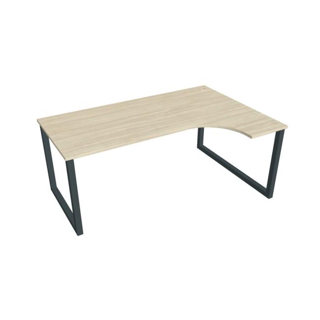 Schreibtisch UNI O, ergo, links, 180x75,5x120 cm, Akazie/schwarz