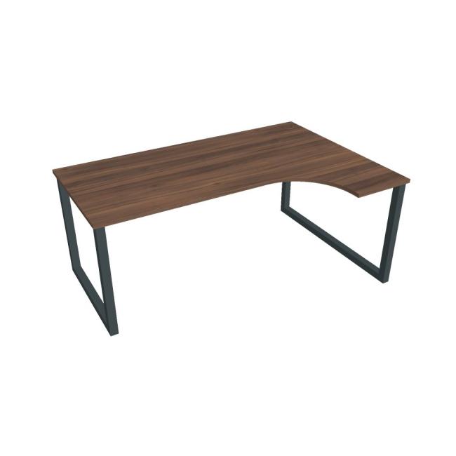 Schreibtisch UNI O, ergo, links, 180x75,5x120 cm, Walnuss/Schwarz
