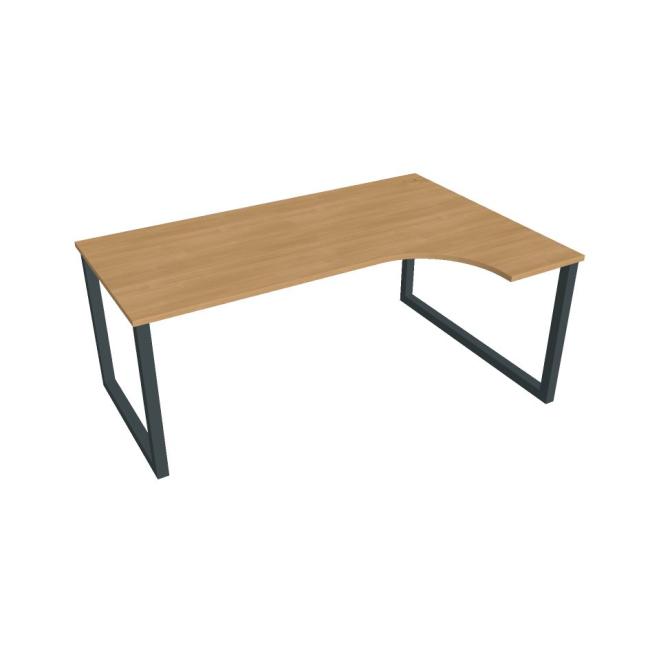 Schreibtisch UNI O, ergo, links, 180x75,5x120 cm, Eiche/schwarz