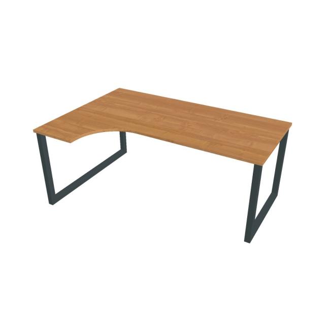Schreibtisch UNI O, ergo, rechts, 180x75,5x120 cm, Erle/schwarz