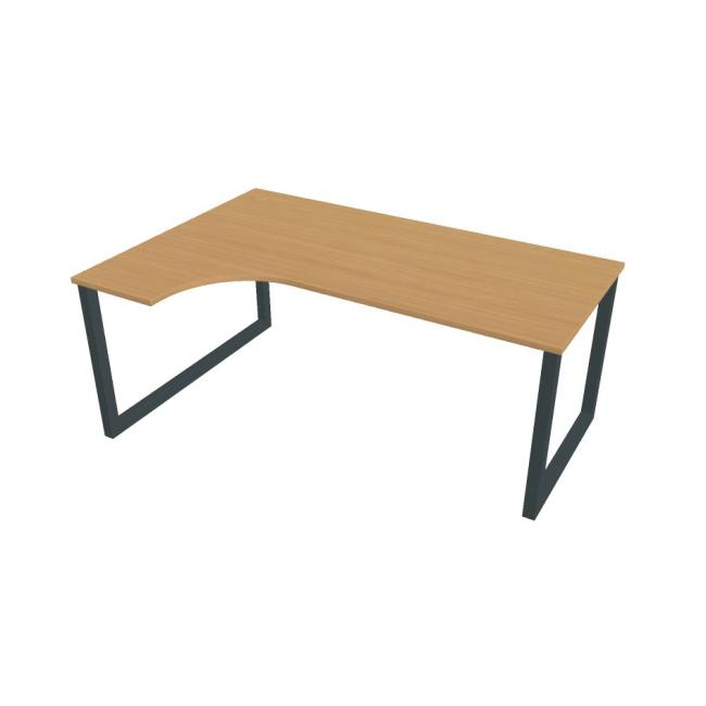 Schreibtisch UNI O, ergo, rechts, 180x75,5x120 cm, Buche/schwarz