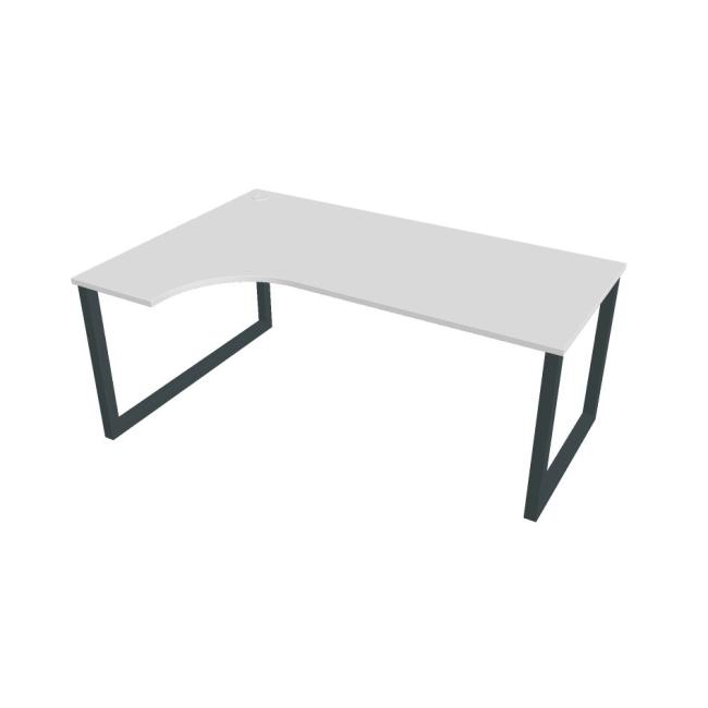 Schreibtisch UNI O, ergo, rechts, 180x75,5x120 cm, weiß/schwarz