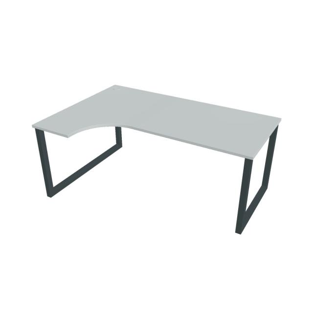 Schreibtisch UNI O, ergo, rechts, 180x75,5x120 cm, grau/schwarz