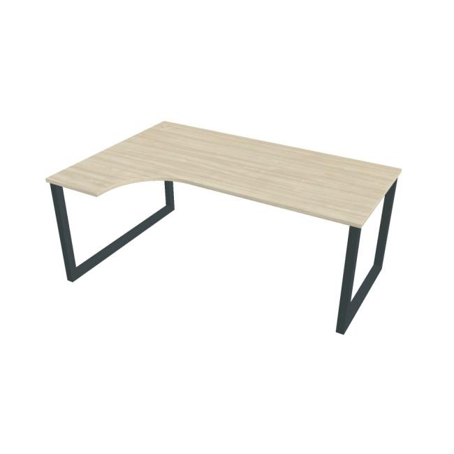 Schreibtisch UNI O, ergo, rechts, 180x75,5x120 cm, Akazie/schwarz