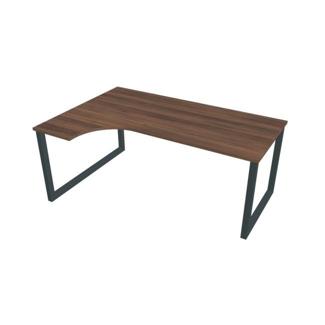 Schreibtisch UNI O, ergo, rechts, 180x75,5x120 cm, Walnuss/schwarz