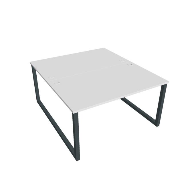 Schreibtisch UNI O, 140x75,5x160 cm, weiß/schwarz