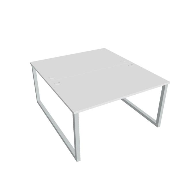 Schreibtisch UNI O, 140x75,5x160 cm, weiß/grau