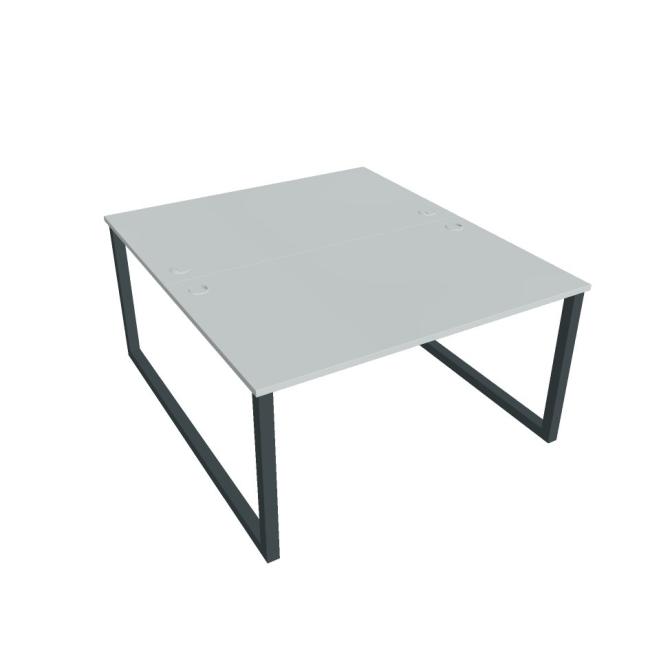 Schreibtisch UNI O, 140x75,5x160 cm, grau/schwarz