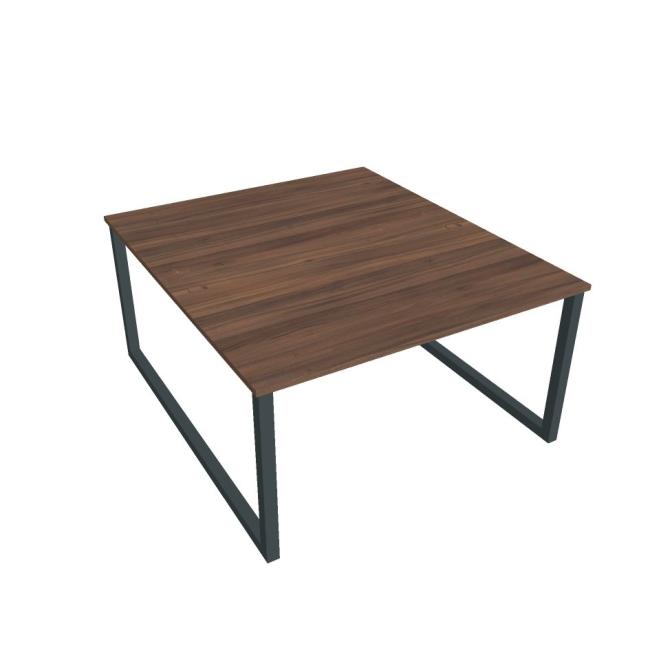 Schreibtisch UNI O, 140 x 75,5 x 160 cm, Walnuss/Schwarz
