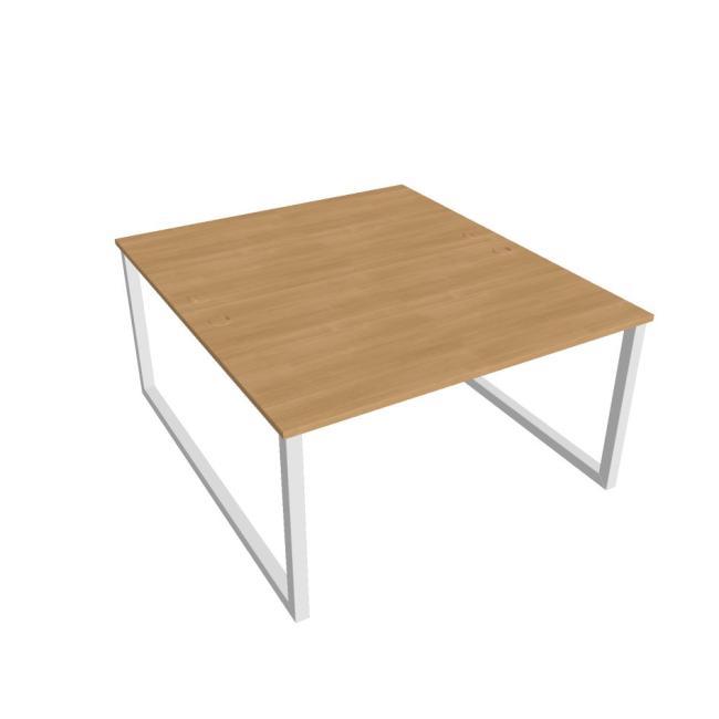 Schreibtisch UNI O, 140 x 75,5 x 160 cm, Eiche/Weiß