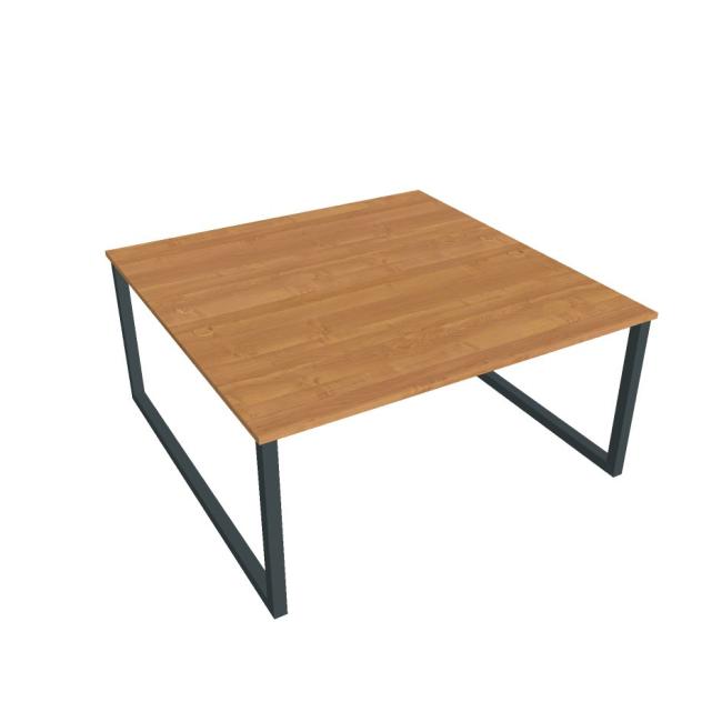 Schreibtisch UNI O, 160 x 75,5 x 160 cm, Erle/Schwarz