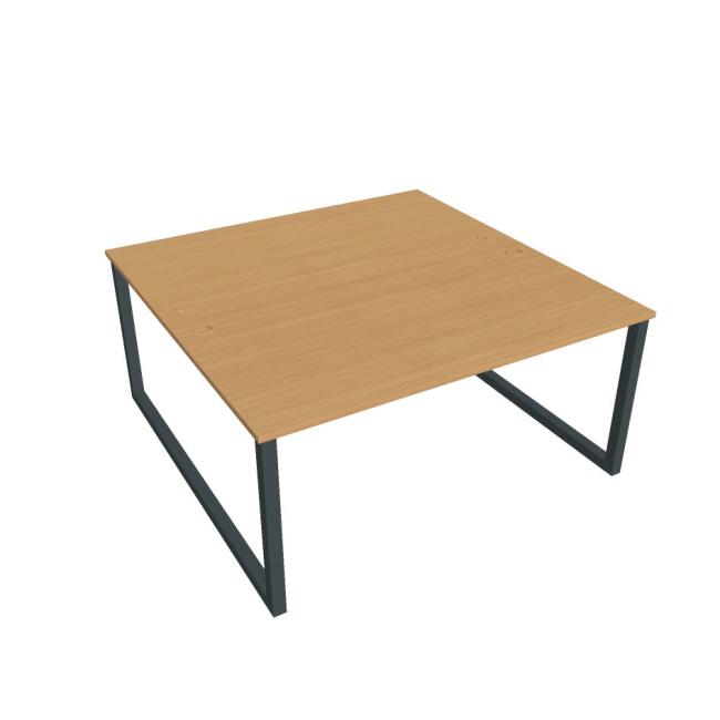 Schreibtisch UNI O, 160x75,5x160 cm, Buche/schwarz