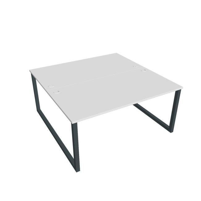 Schreibtisch UNI O, 160x75,5x160 cm, weiß/schwarz