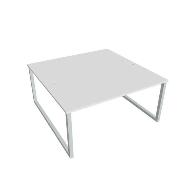 Schreibtisch UNI O, 160x75,5x160 cm, weiß/grau