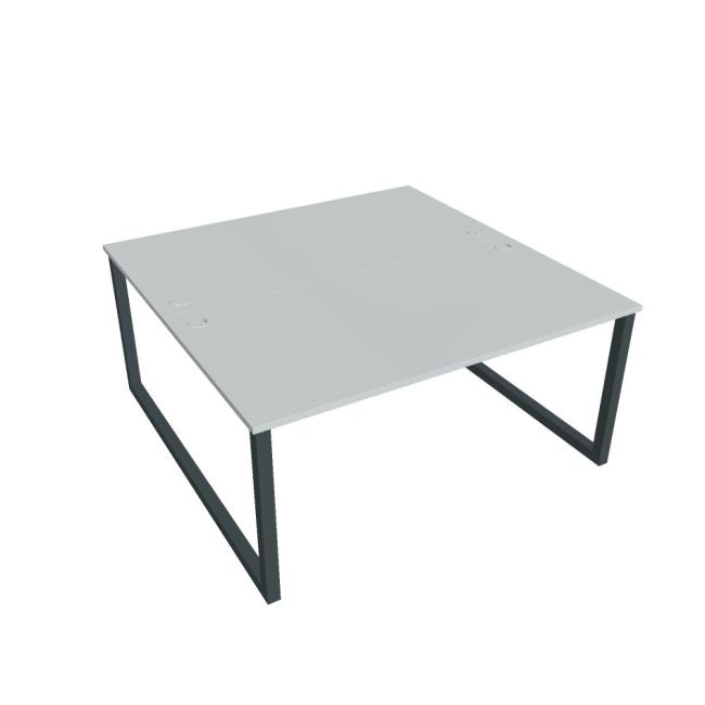 Schreibtisch UNI O, 160x75,5x160 cm, grau/schwarz
