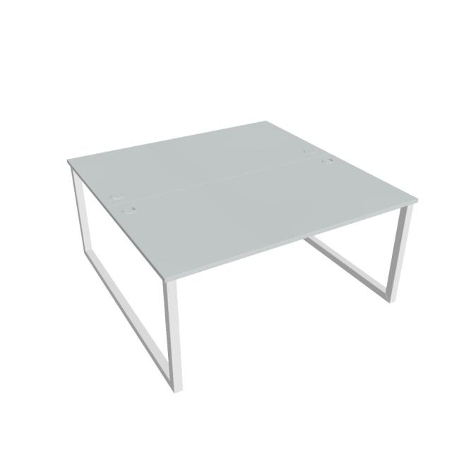 Schreibtisch UNI O, 160x75,5x160 cm, grau/weiß