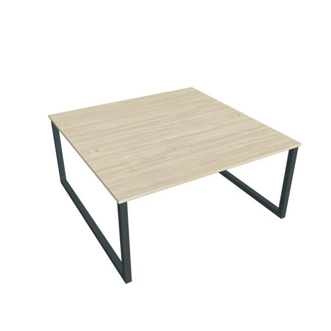 Schreibtisch UNI O, 160 x 75,5 x 160 cm, Akazie/Schwarz
