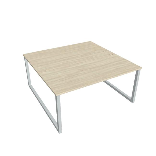 Schreibtisch UNI O, 160x75,5x160 cm, Akazie/Grau