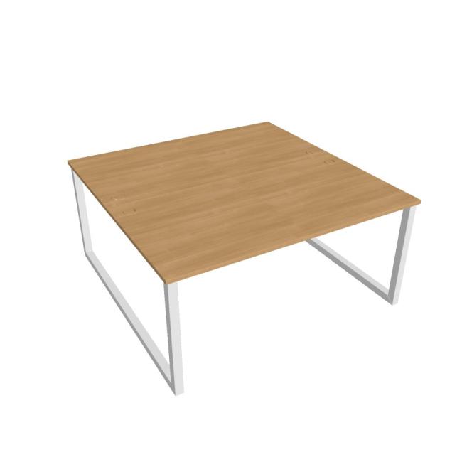 Schreibtisch UNI O, 160 x 75,5 x 160 cm, Eiche/Weiß