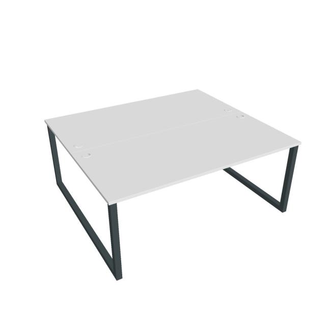 Schreibtisch UNI O, 180x75,5x160 cm, weiß/schwarz