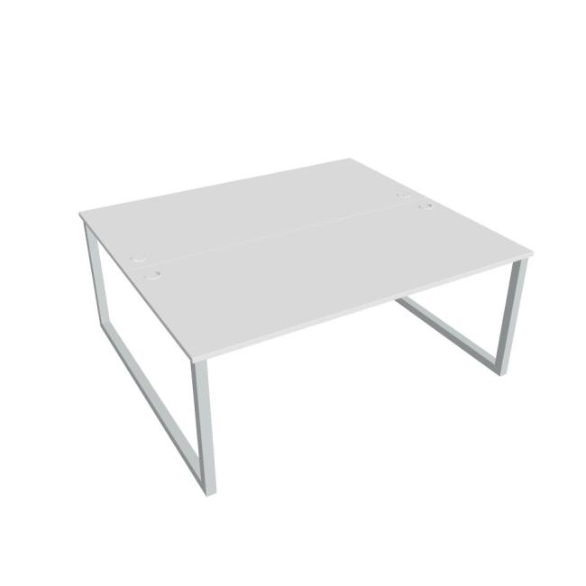 Schreibtisch UNI O, 180x75,5x160 cm, weiß/grau