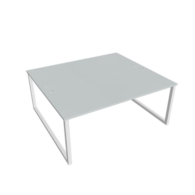 Schreibtisch UNI O, 180x75,5x160 cm, grau/weiß