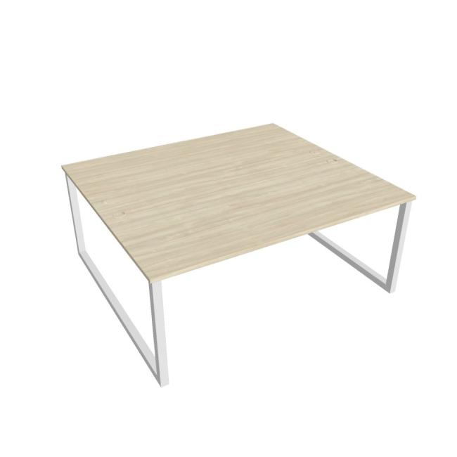Schreibtisch UNI O, 180 x 75,5 x 160 cm, Akazie/Weiß