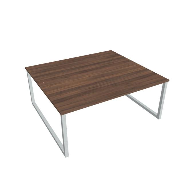 Schreibtisch UNI O, 180x75,5x160 cm, Walnuss/Grau