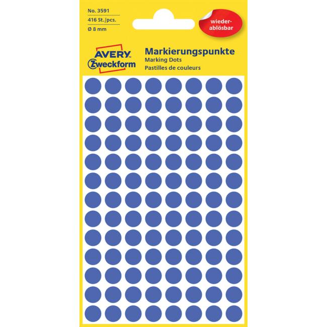 [AV003591] Avery 8-mm-Rundetiketten, ablösbar, blau