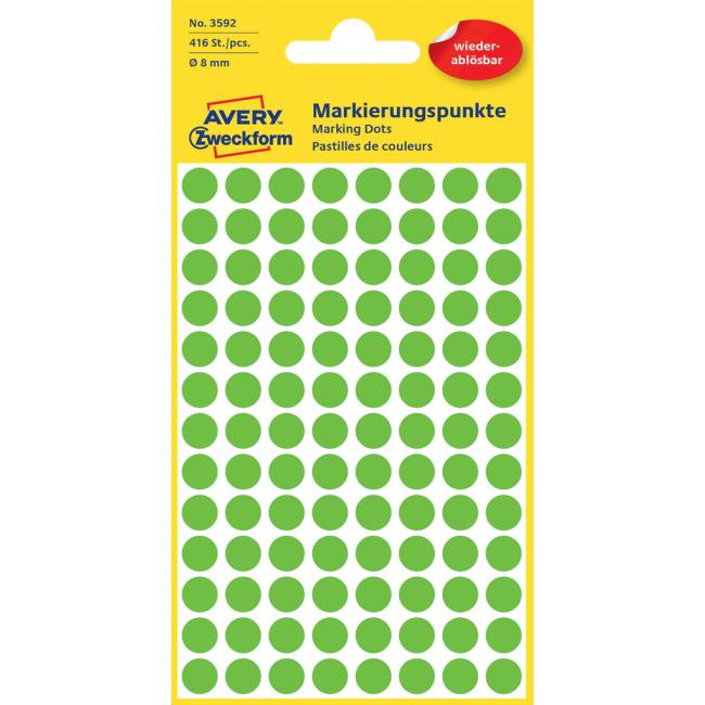 [AV003592] Avery 8 mm runde Etiketten, ablösbar, grün