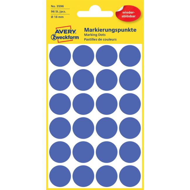 [AV003596] Runde Etiketten 18 mm Avery, ablösbar, blau