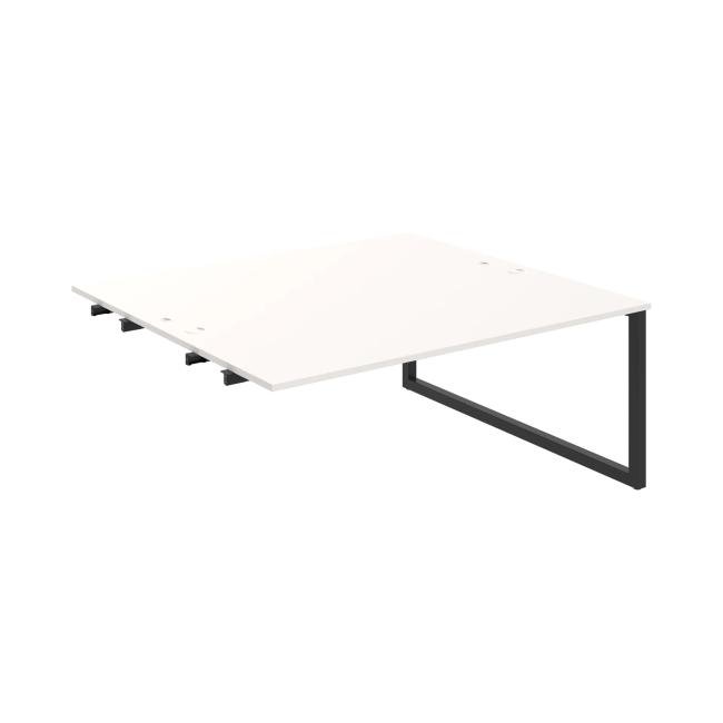 Werkbank UNI O, für Längsverkettung, 180x75,5x160 cm, weiß/schwarz