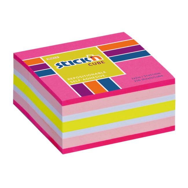 Stick'n Hopax Mini-Notizblock, selbstklebend, 51 x 51 mm, rosa-mix