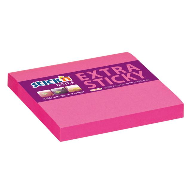 Stick'n Hopax selbstklebender Notizblock, 76 x 76 mm, neonpink