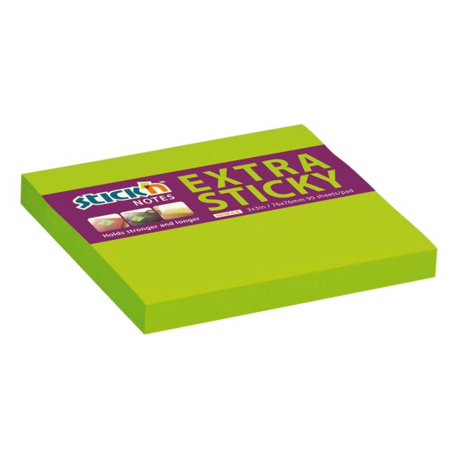 Stick'n Hopax selbstklebender Notizblock, 76 x 76 mm, neongrün