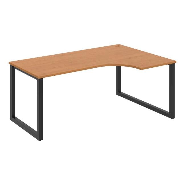 Schreibtisch UNI O, ergo, links, 180x75,5x120 cm, Erle/schwarz