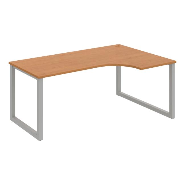 Schreibtisch UNI O, ergo, links, 180x75,5x120 cm, Erle/Grau