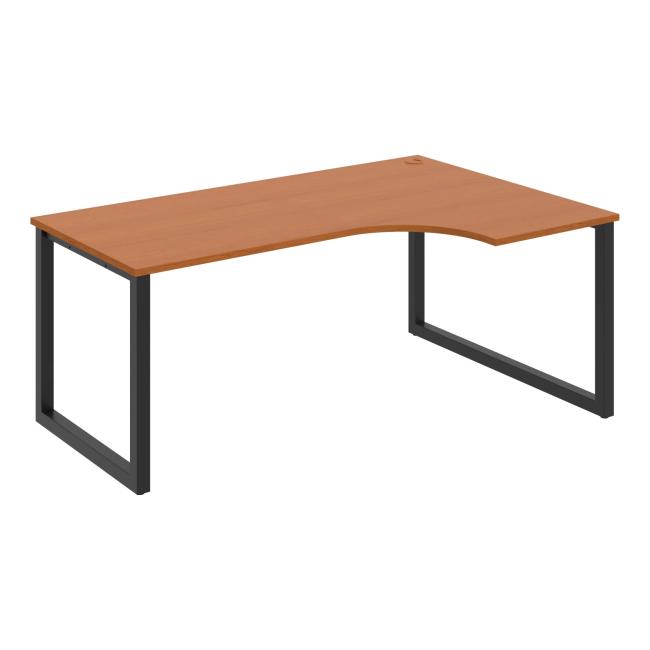 Schreibtisch UNI O, ergo, links, 180x75,5x120 cm, Kirsche/Schwarz