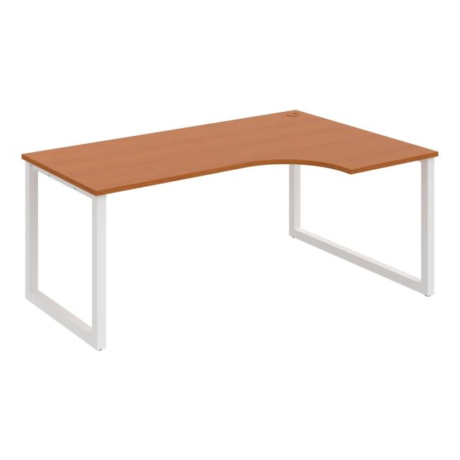 [ON919615] Schreibtisch UNI O, ergo, links, 180x75,5x120 cm, Kirsche/Weiß
