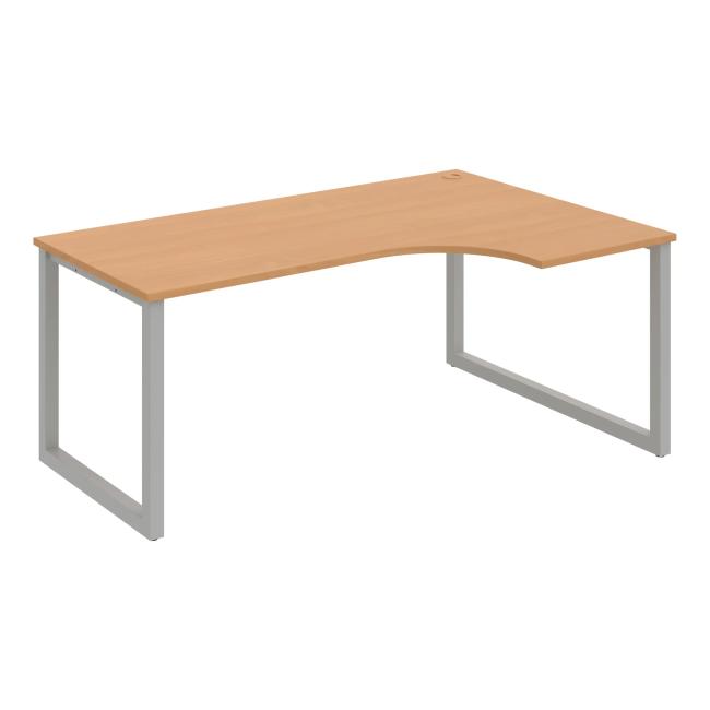 Schreibtisch UNI O, ergo, links, 180x75,5x120 cm, Buche/grau