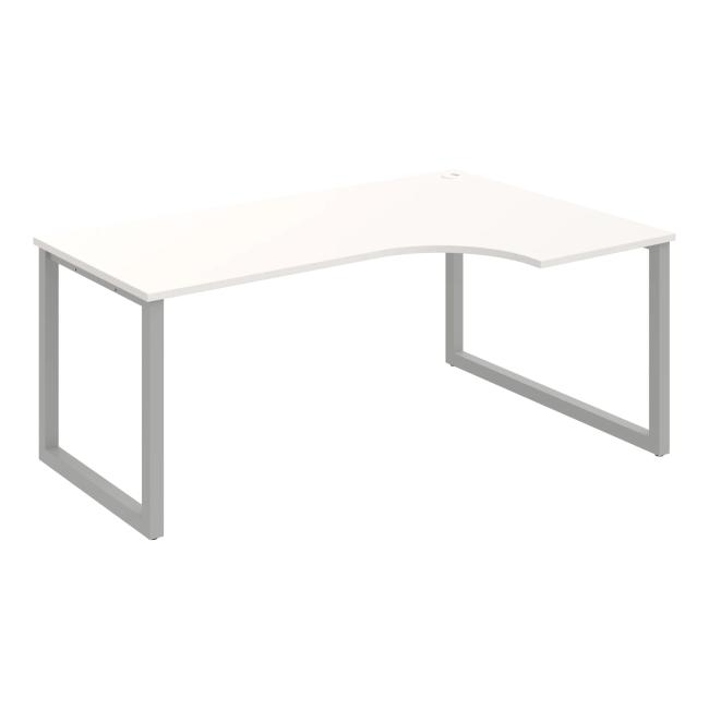Schreibtisch UNI O, ergo, links, 180x75,5x120 cm, weiß/grau