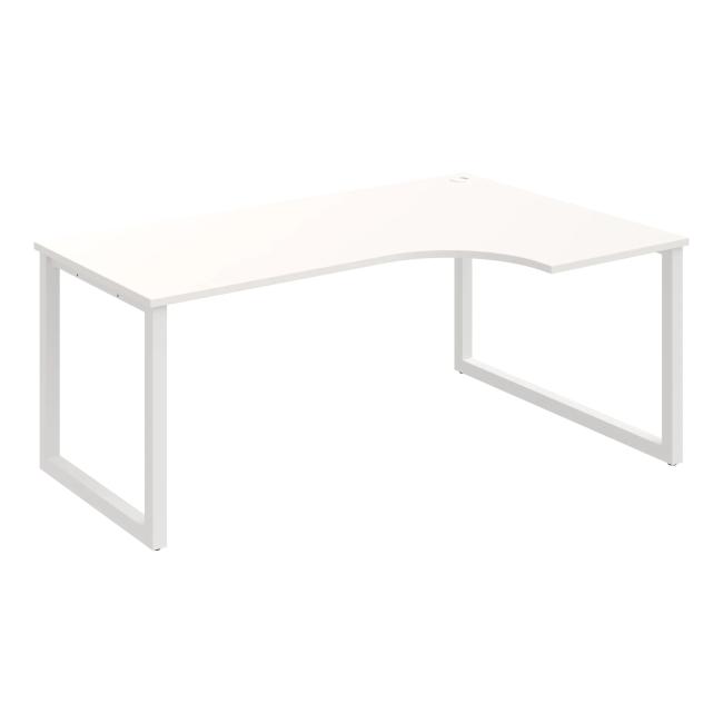 Schreibtisch UNI O, ergo, links, 180x75,5x120 cm, weiß/weiß