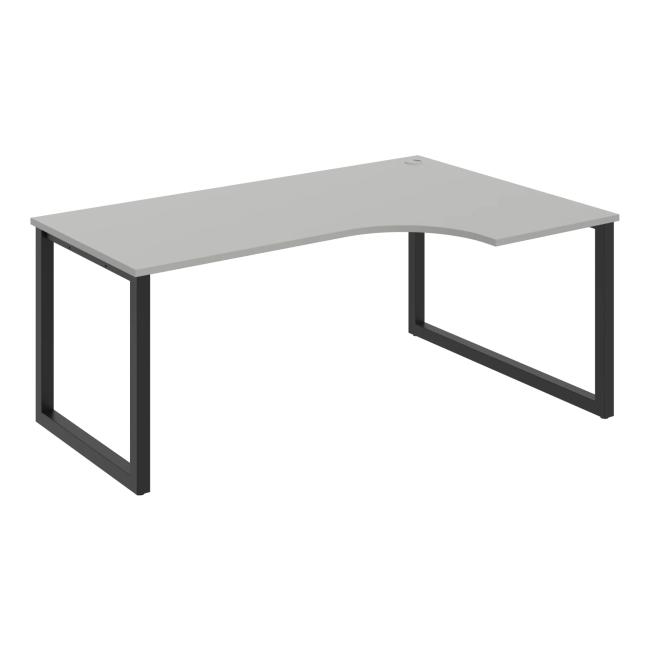 Schreibtisch UNI O, ergo, links, 180x75,5x120 cm, grau/schwarz
