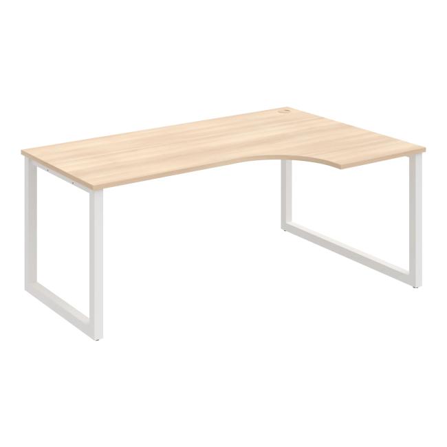 Schreibtisch UNI O, ergo, links, 180x75,5x120 cm, Akazie/weiß